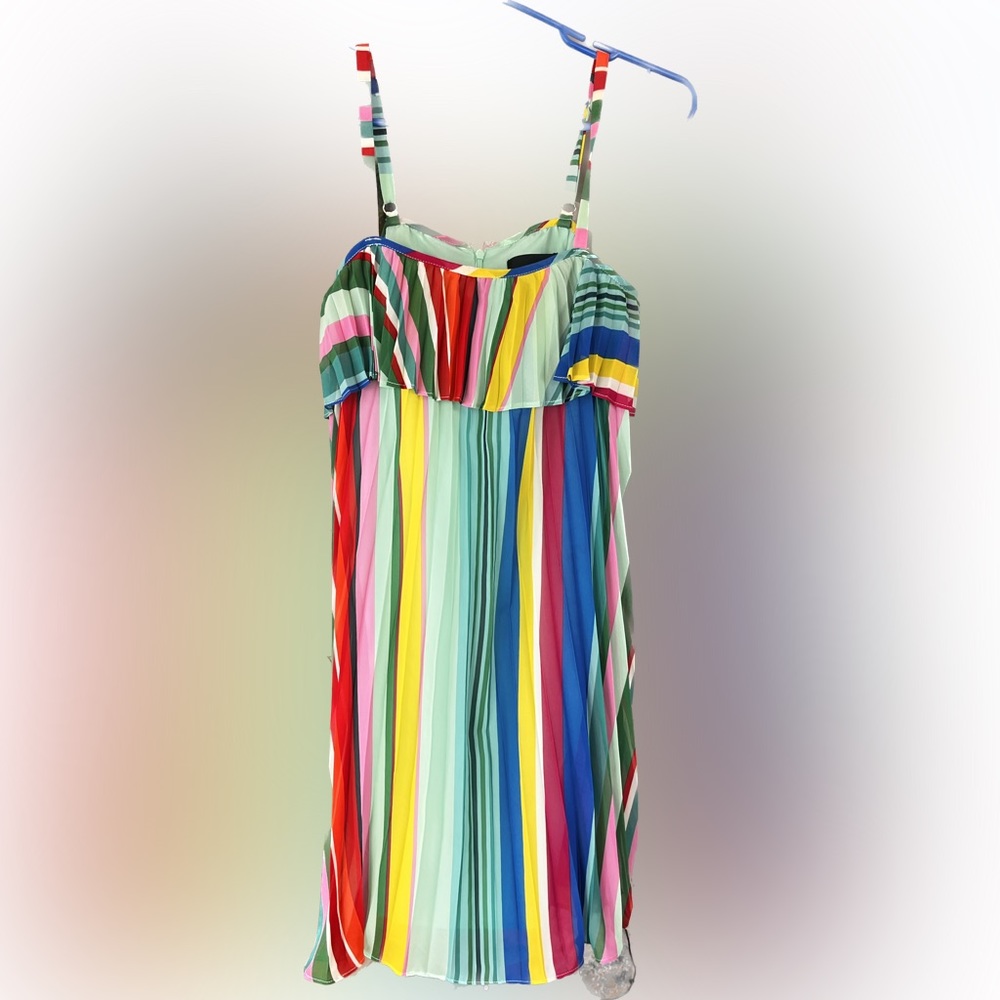 NWOT donna Morgan rainbow stripe chiffon dress size 4 🌈
